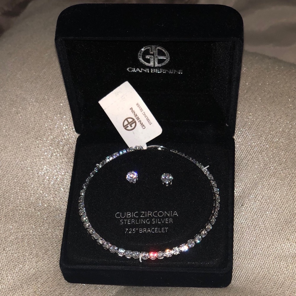 Tennis bracelet and earring set